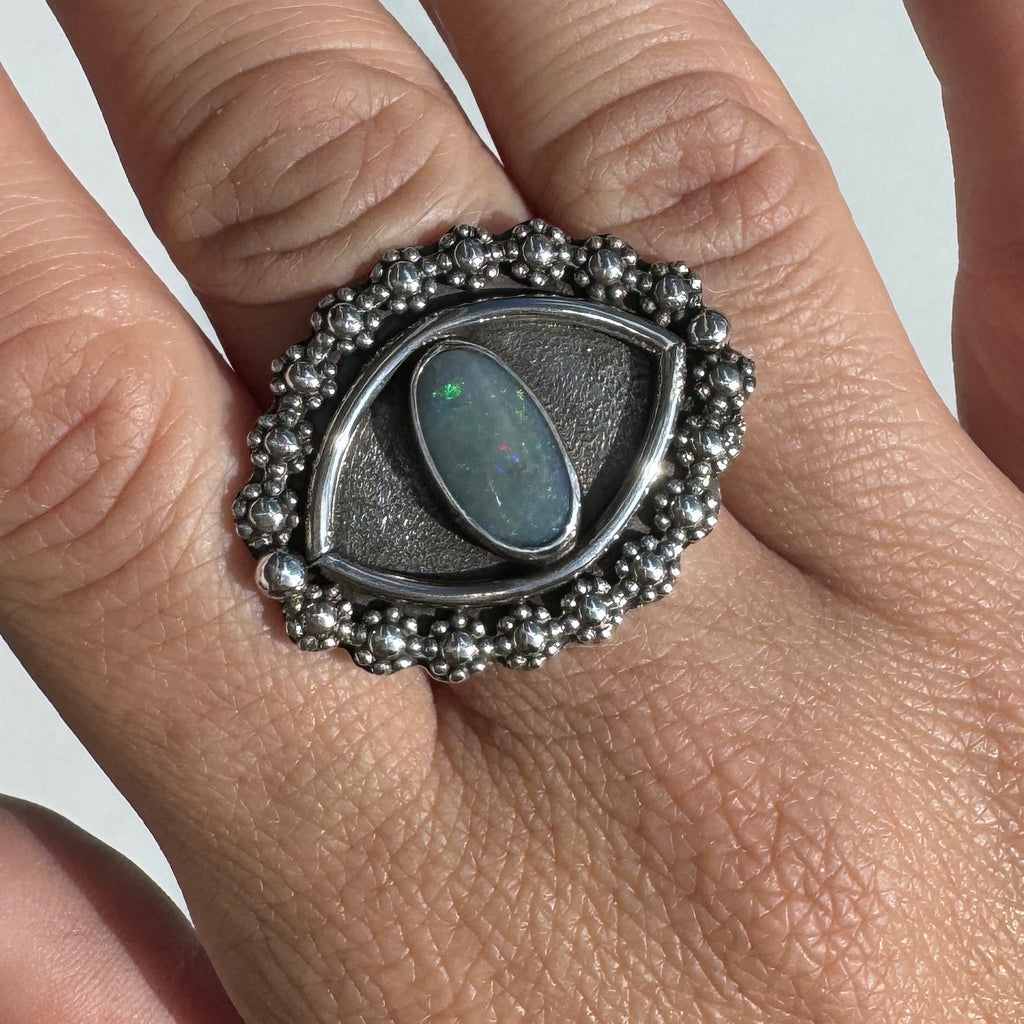 Eye Heart Flowers Mintabie Opal Ring