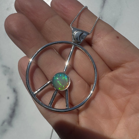 Welo Opal Peace Sign Pendant