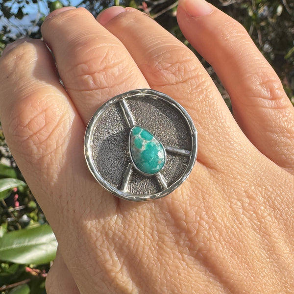 Whitewater Turquoise Peace Sign Ring