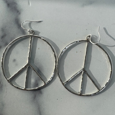 Peace Sign Hoop Earrings