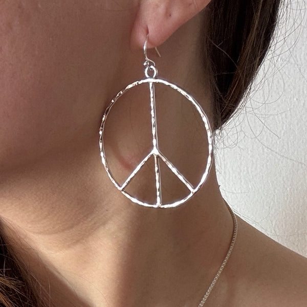 Peace Sign Hoop Earrings