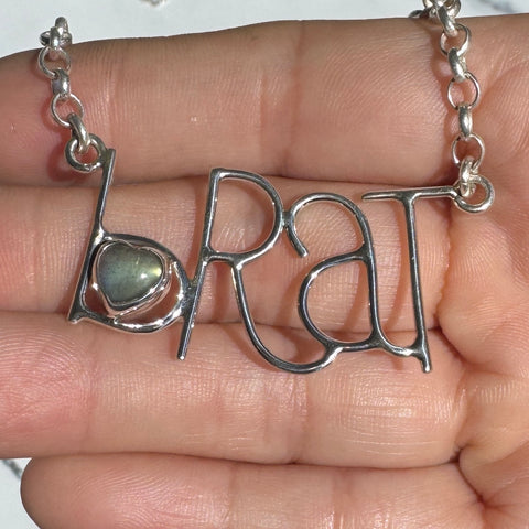 Brat Necklace with Labradorite Heart