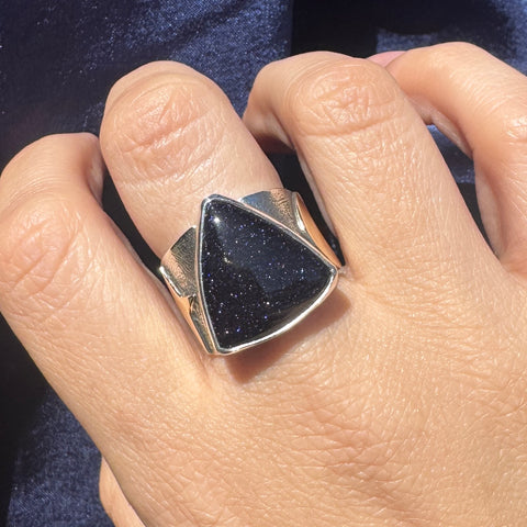 Blue Goldstone Celestial Ring