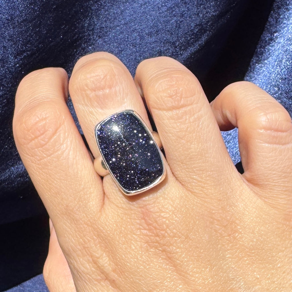 Blue Goldstone Classic Ring