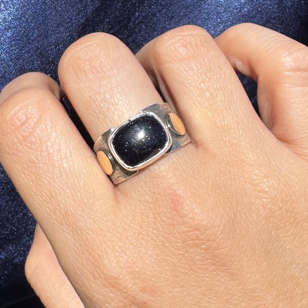 Blue Goldstone Signet Style