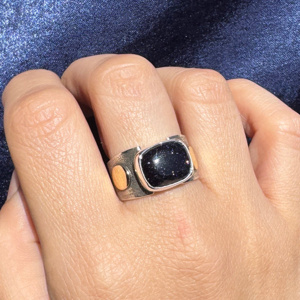 Blue Goldstone Signet Style