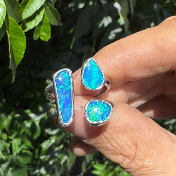 Australian Opal Mosaic Ring (Adjustable from size 7.5-9)