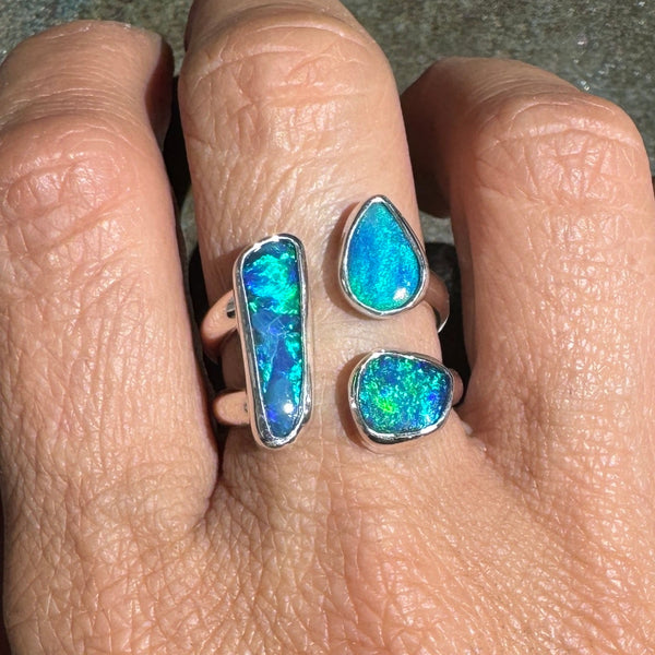 Australian Opal Mosaic Ring (Adjustable from size 7.5-9)