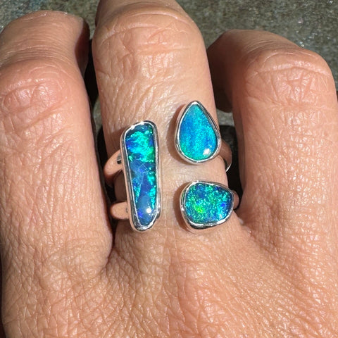 Australian Opal Mosaic Ring (Adjustable from size 7.5-9)