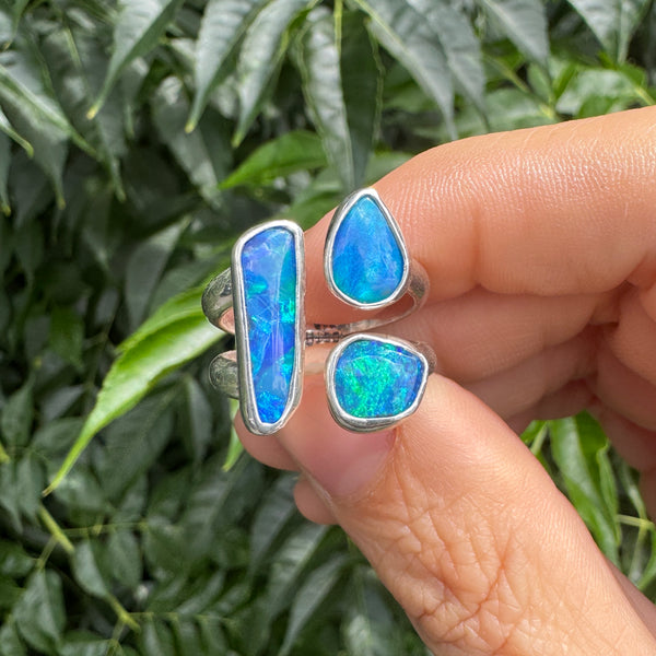 Australian Opal Mosaic Ring (Adjustable from size 7.5-9)