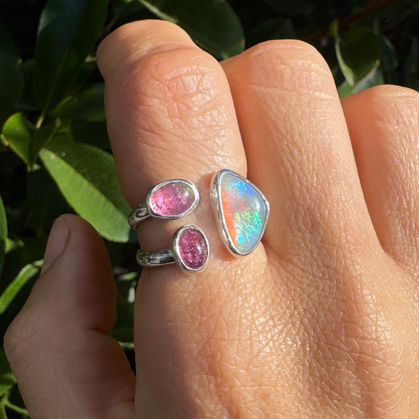 Magic Opal & Tourmaline Ring (Adjustable from size 7-9)