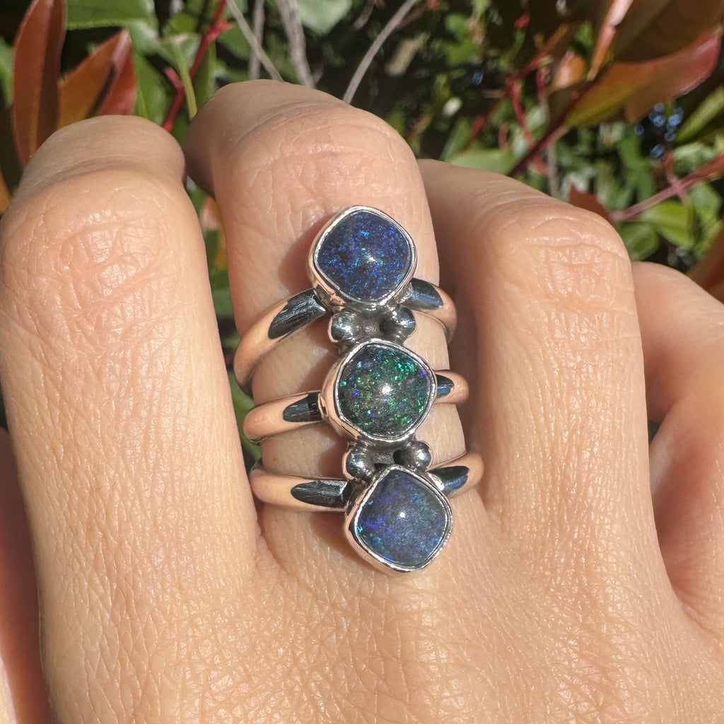 Triple Andamooka Opal Ring