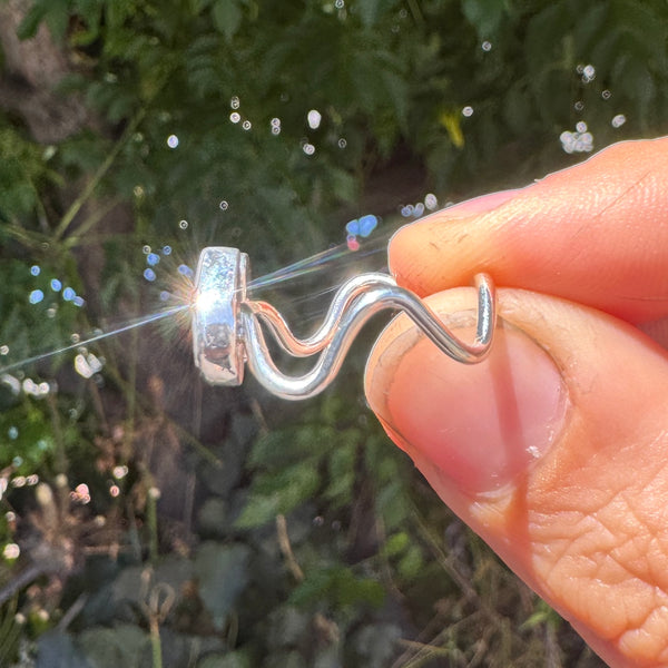Australian Opal Doublet Squiggle Ring (Adjustable from size 6.75-9)