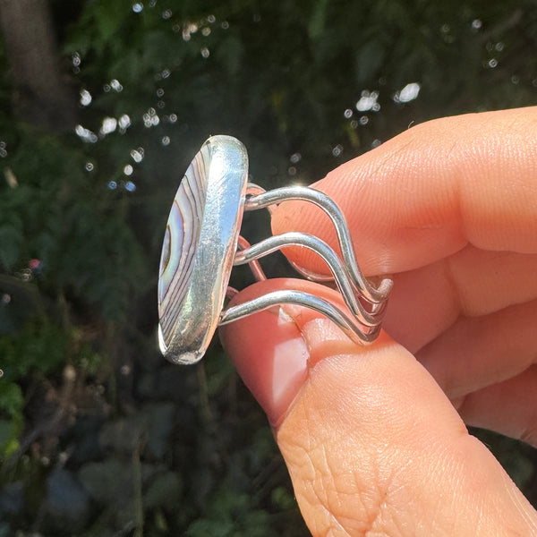 Abalone Wave Ring (Size 7.75)