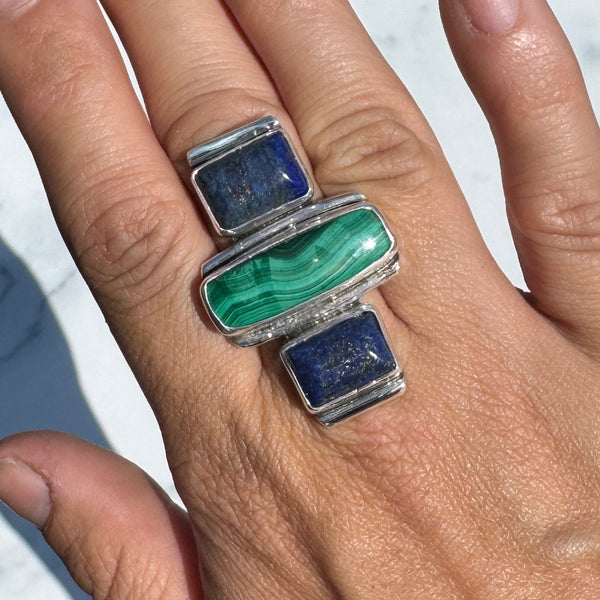 Malachite & Lapis Lazuli Stacked Ring