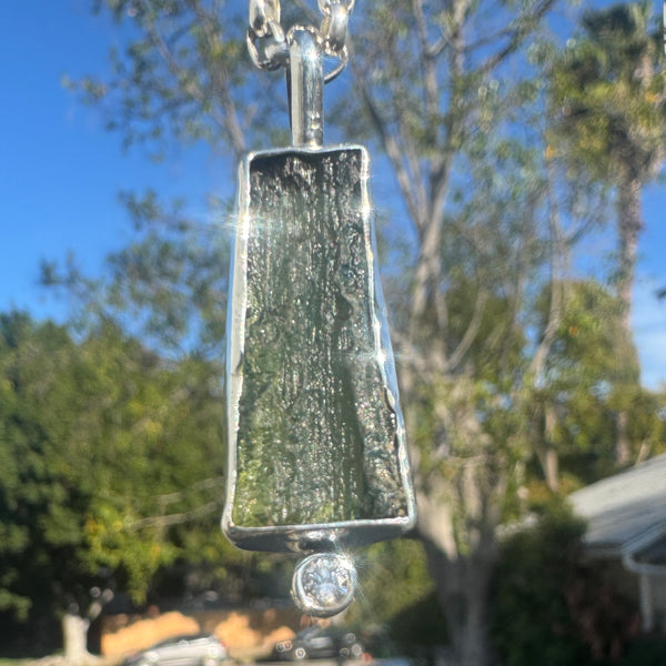Moldavite & Diamond Necklace