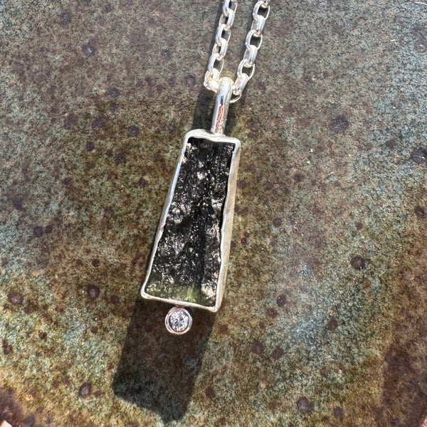 Moldavite & Diamond Necklace