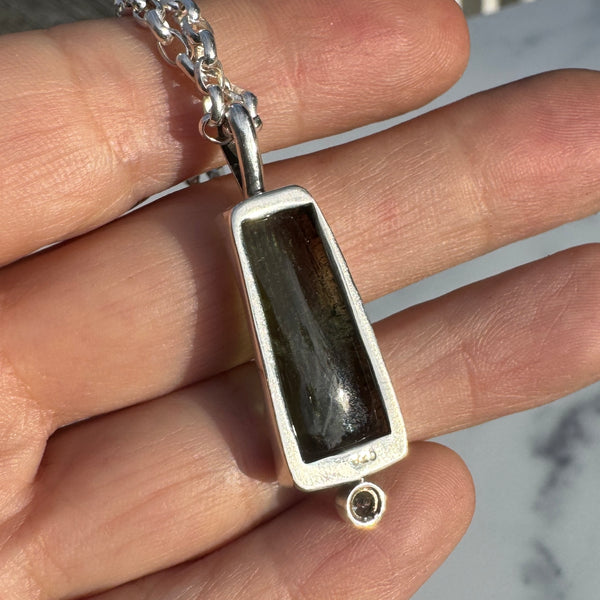 Moldavite & Diamond Necklace