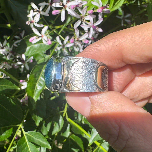 Blue Apatite Moonphase Band (fits like size 9)