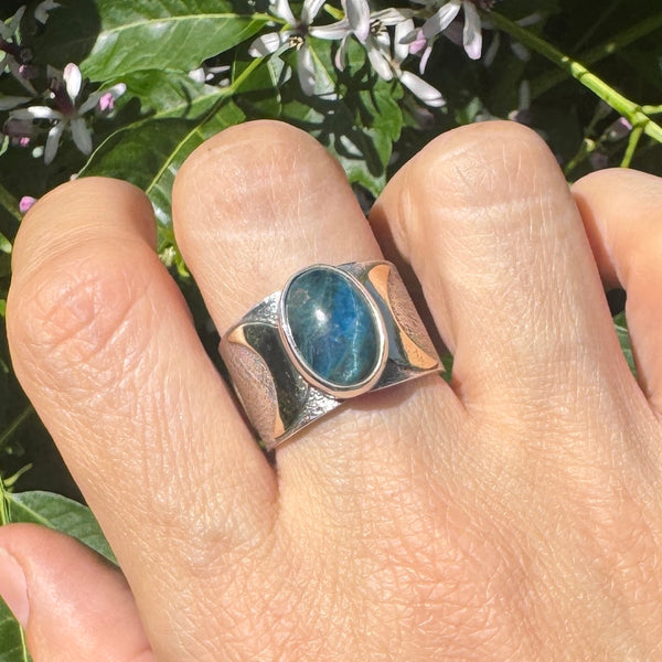 Blue Apatite Moonphase Band (fits like size 9)