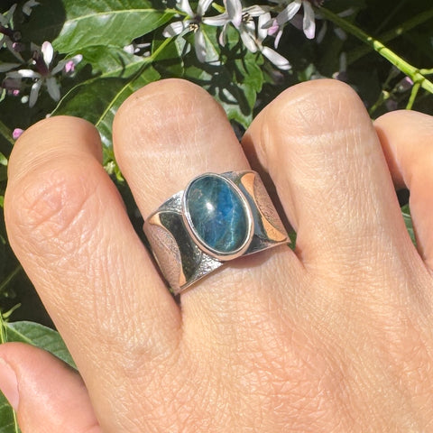 Blue Apatite Moonphase Band (fits like size 9)