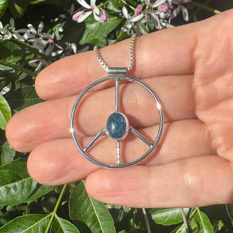 Blue Apatite Peace Sign Necklace