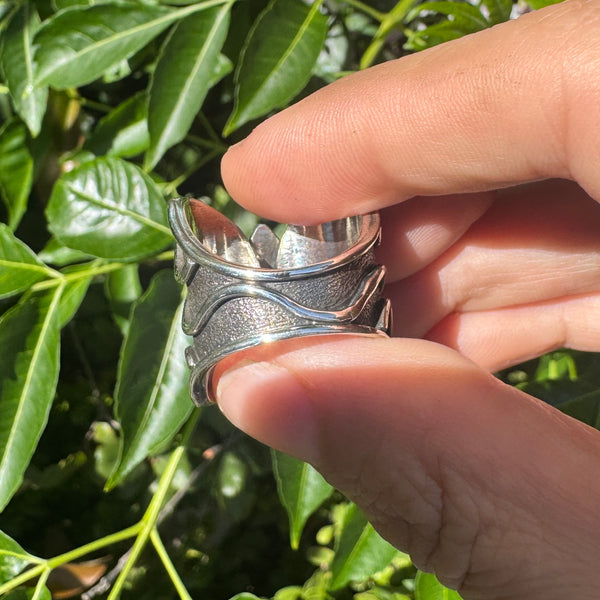 Blue Apatite Abstract Band Ring (fits like size 8.75)