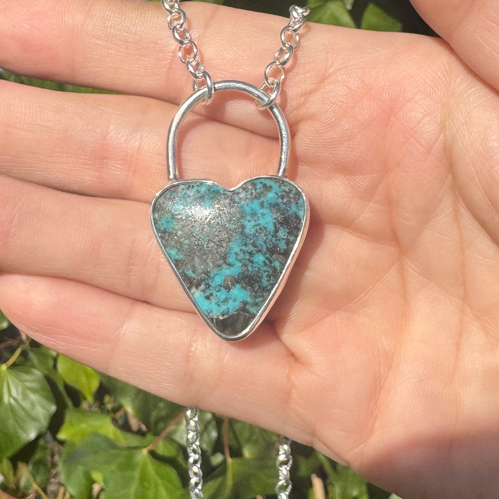 Morenci II Turquoise Heart Lock Necklace