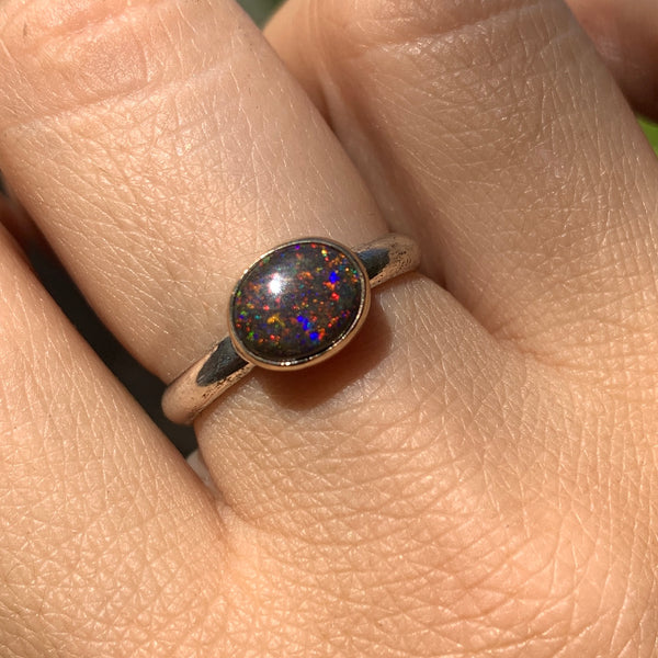 Andamooka Opal Mixed Metal Ring
