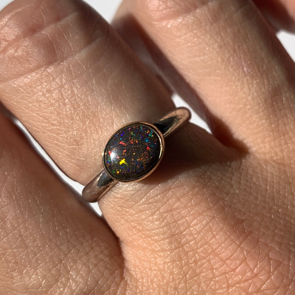 Andamooka Opal Mixed Metal Ring