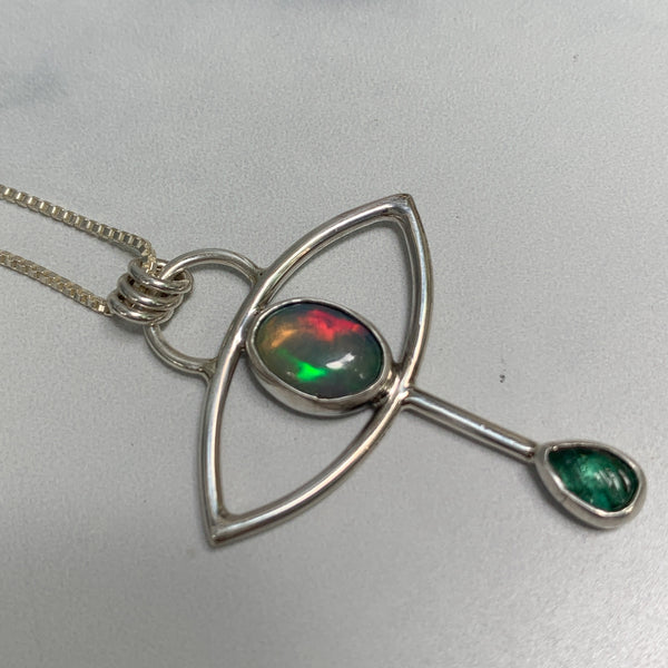 Crybaby Necklace with Opal & Emerald (small)