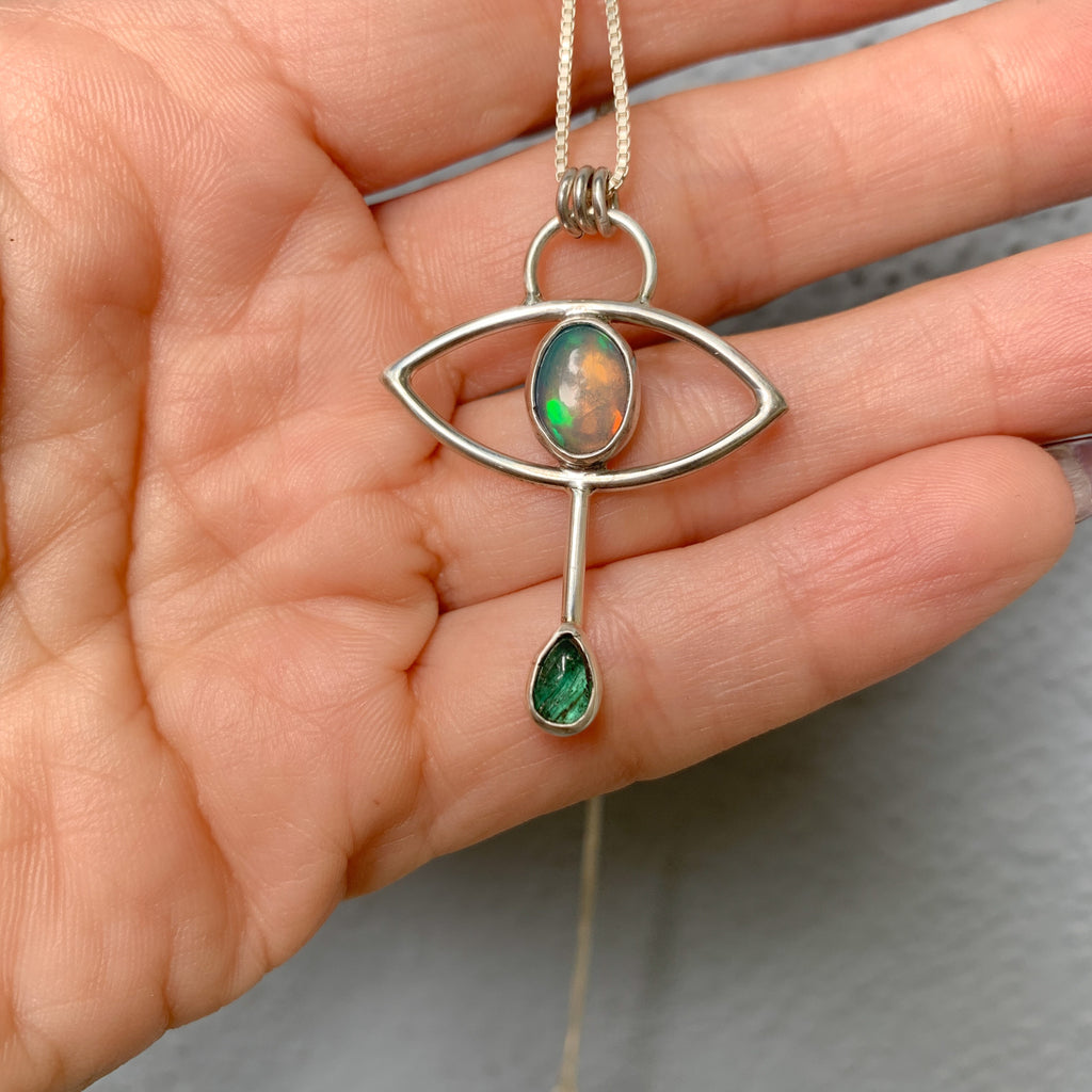 Crybaby Necklace with Opal & Emerald (small)