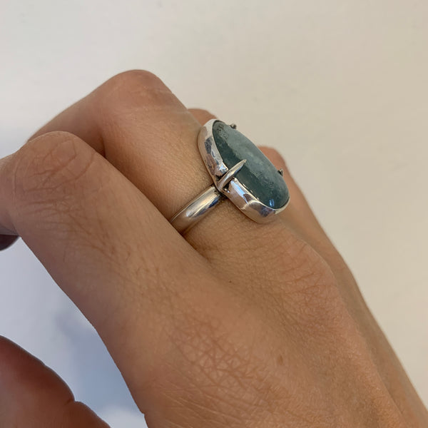 Aquamarine Prong Ring