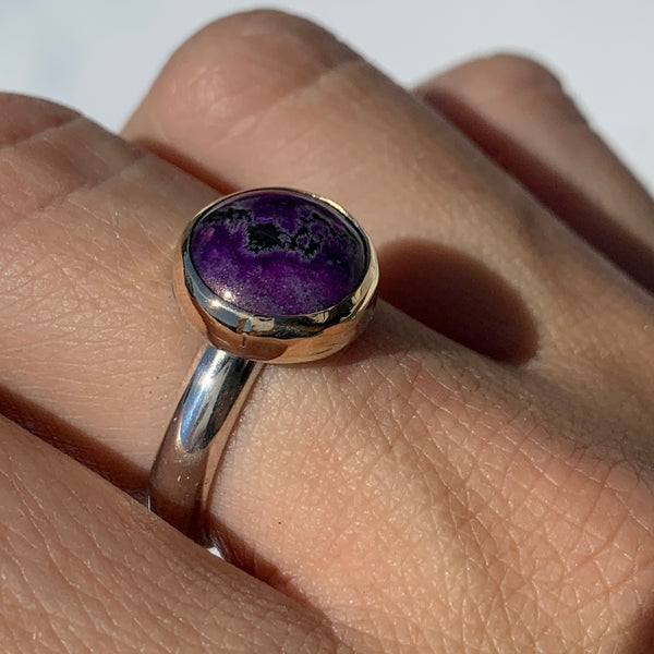 Mixed Metal Sugilite Ring