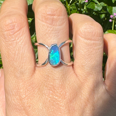 Opal Doublet Open Frame Ring (fits like size 9.5)