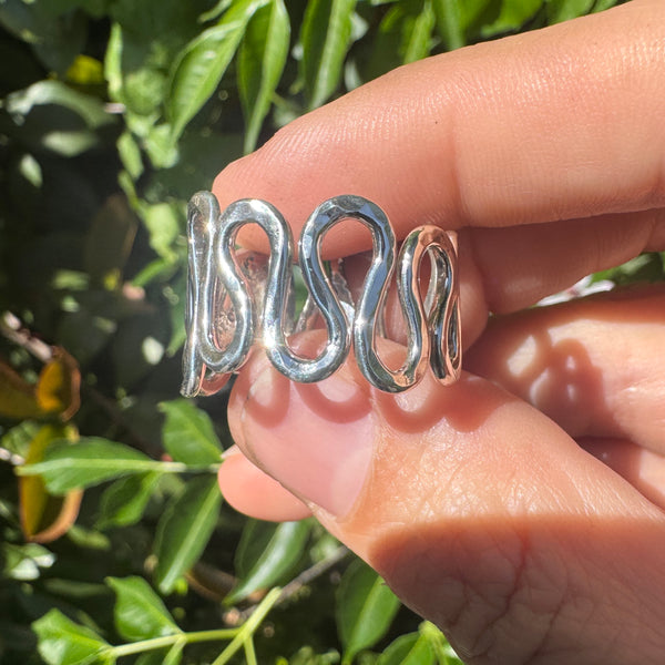 Australian Opal Squiggle Band Ring (adjustable from size 9.25-13)