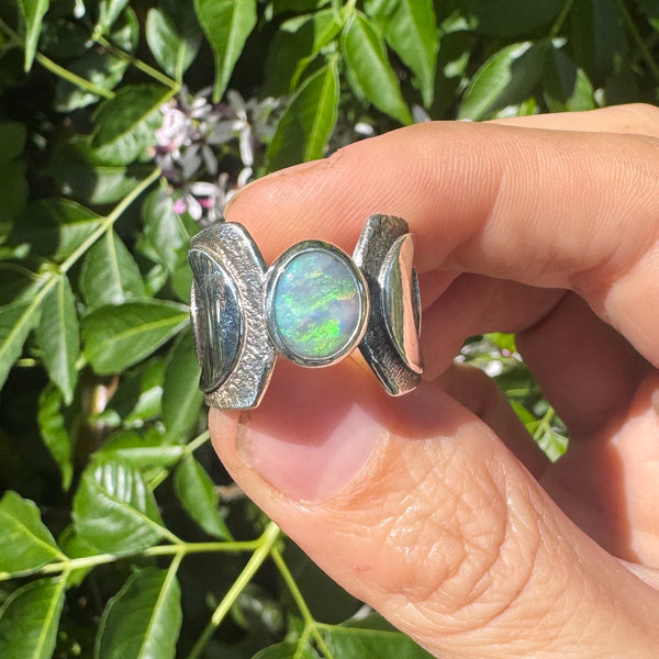 Australian Opal Moonphase Band (fits like size 6.75-7)