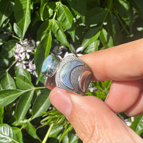 Australian Opal Moonphase Band (fits like size 6.75-7)