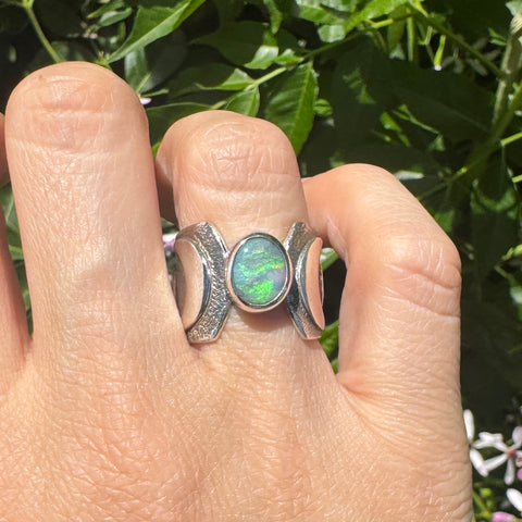 Australian Opal Moonphase Band (fits like size 6.75-7)