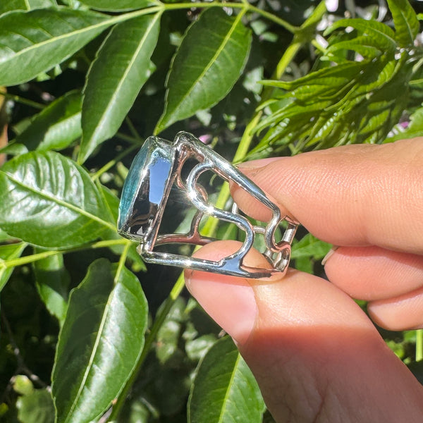 Teal Kyanite Open Frame Ring (fits like size 8)