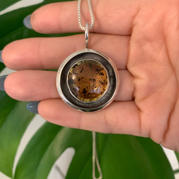 Fossil Amber Shadowbox Pendant