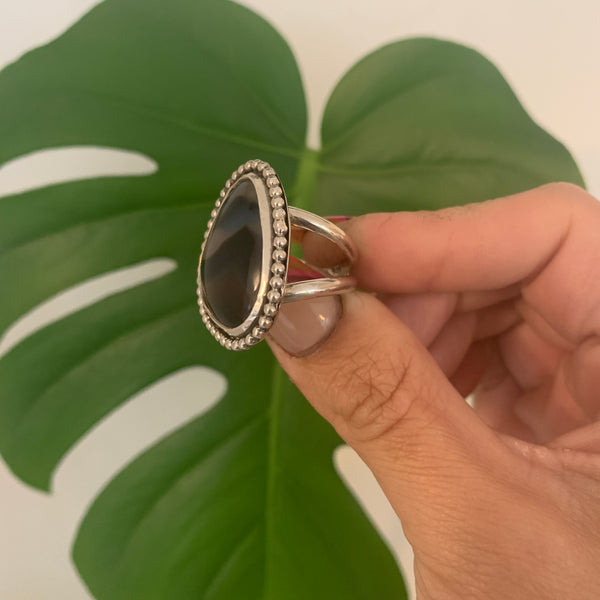 Montana Agate Bead Border Ring