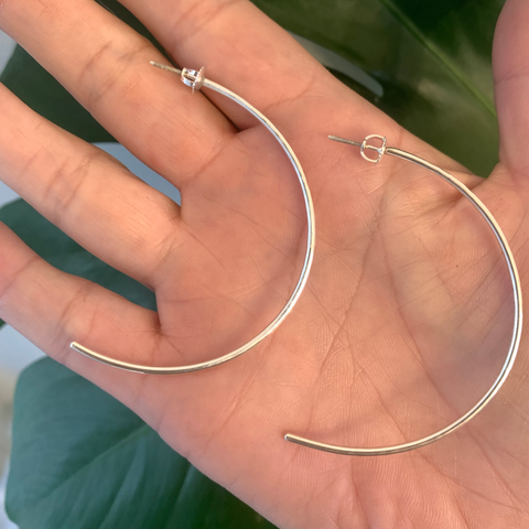 Sterling SIlver Hammered Half Hoops