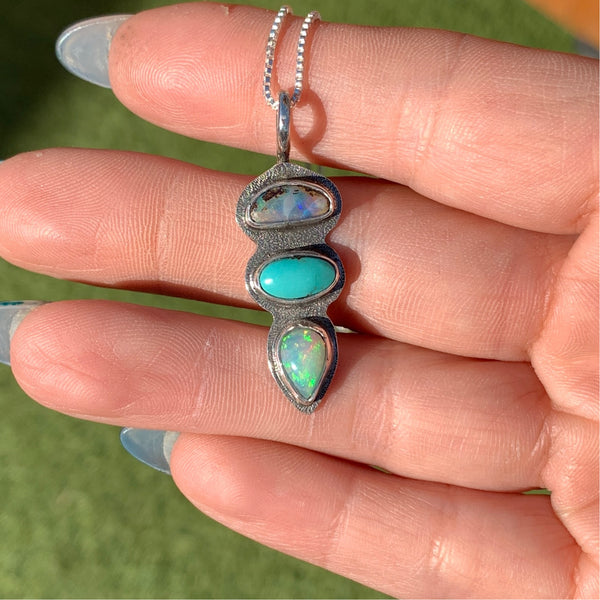 Opal & Turquoise Tower Pendant
